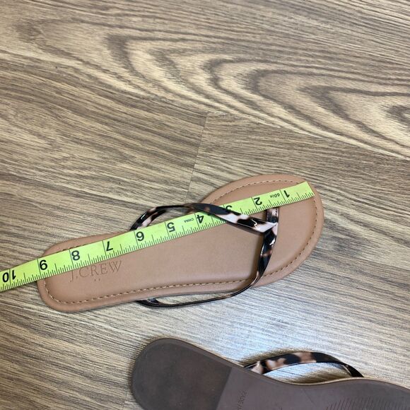 J Crew Capri Leather Thong Sandals Flip Flops 6 Leopard Summer Cute - Picture 8 of 8